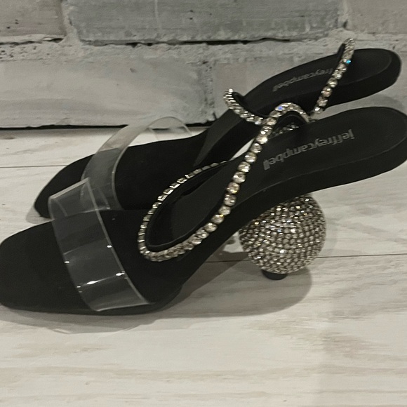 Jeffrey Campbell The Hustle Sandal In Black Suede Silver. Glamour Revolve Size 8 - Picture 5 of 8